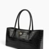 dandi-ciemny-braz-01-katowo DANDI - torebka shopper ze skóry naturalnej tłoczonej, kolor ciemny brąz, ujęcie kątowe