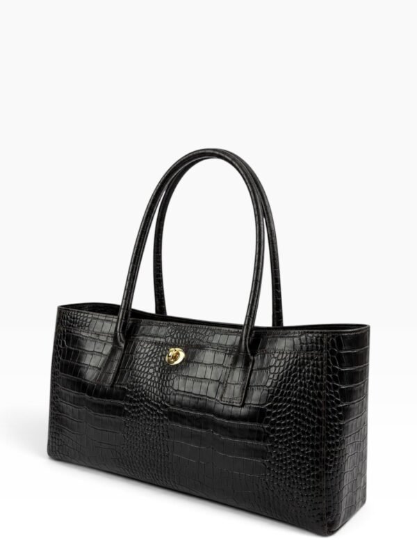 dandi-ciemny-braz-01-katowo DANDI - torebka shopper ze skóry naturalnej tłoczonej, kolor ciemny brąz, ujęcie kątowe