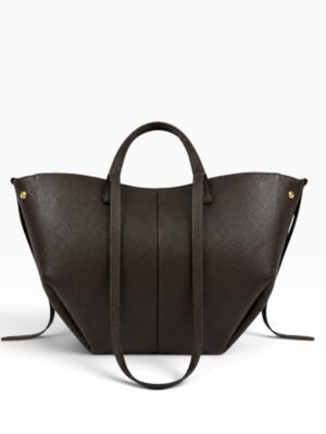 GACEK Ciemny Brąz - torebka shopper, widok z zawieszonym paskiem