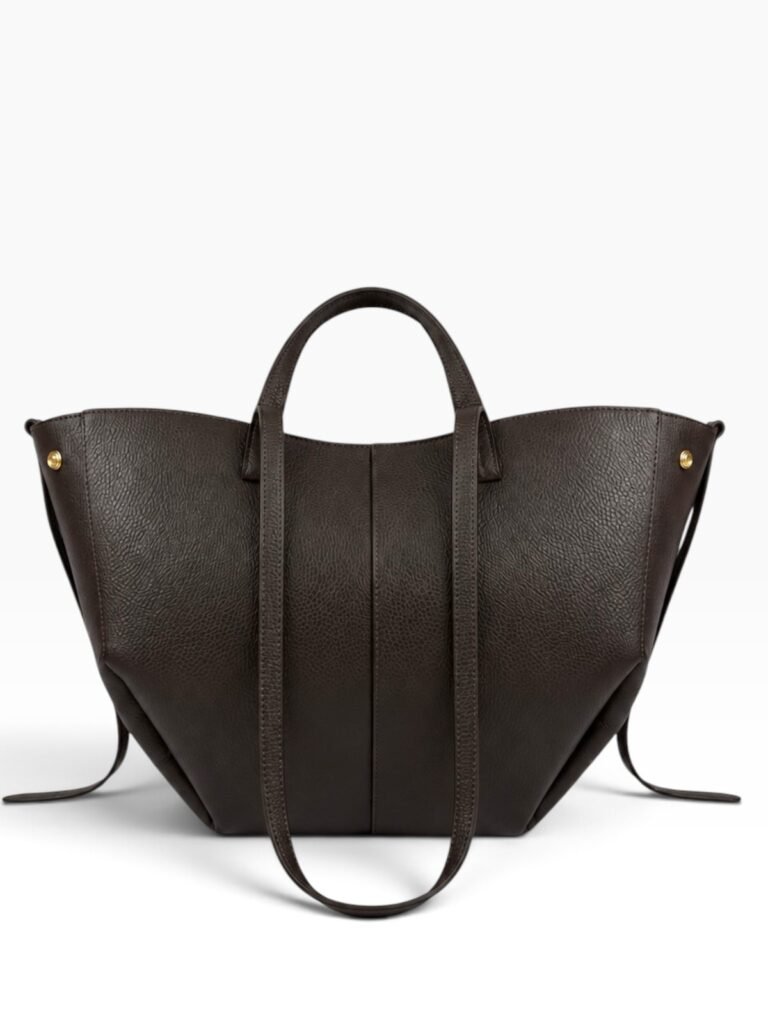 GACEK Ciemny Brąz - torebka shopper, widok z zawieszonym paskiem