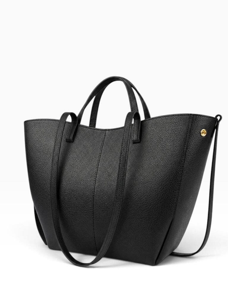 GACEK Czarny - torebka shopper, widok z tyłu